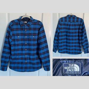 The North Face Blue Plaid Snap Up Long Sleeve Shirt Jacket Coat 35320